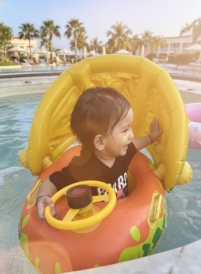 ProKart Baby Pool Float - Baby Water Play Mat Water pad for Infants Toddlers | Infant Training Bath Float | Inflatable Toddler Swim Float with Sunshade (Dolphin Pool Float, Pack of 1) - Image 3